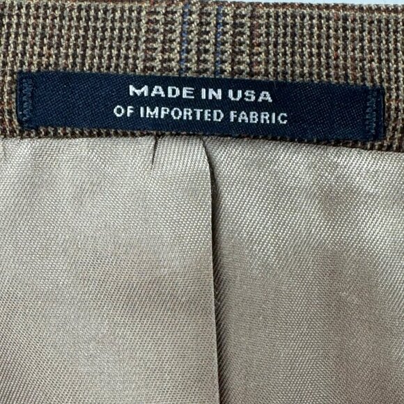 Hart Schaffner Marx Mens 44L Brown Plaid Blazer Jacket 2-Button Notch Lapel Unio - Picture 10 of 10